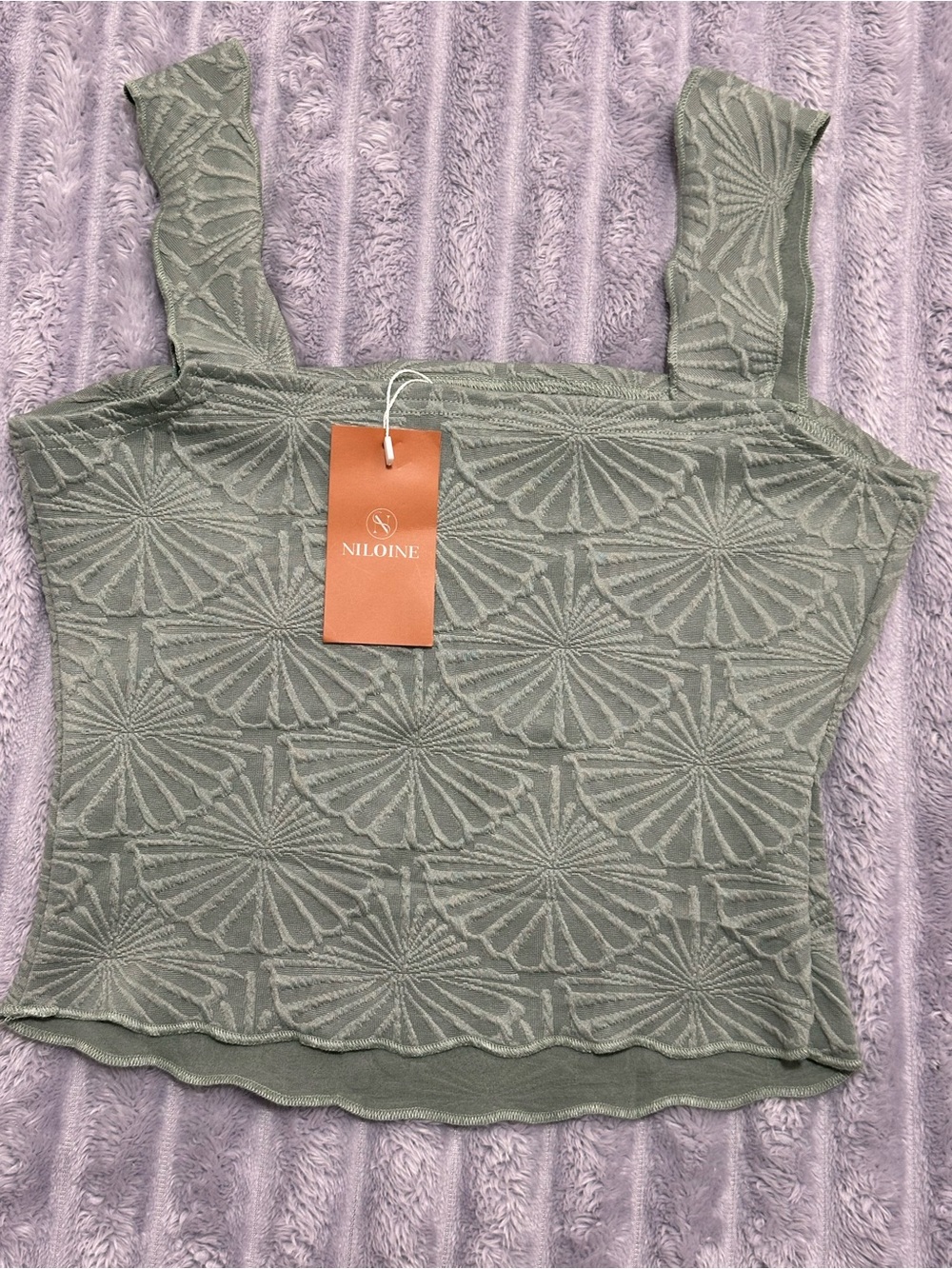 NILOINE Sage Green Textured Tank Top — Sizes S